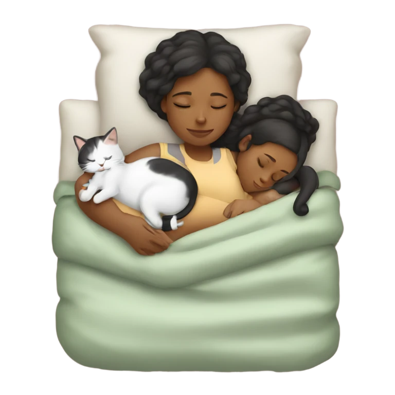 girl sleeping with two cats  emoji