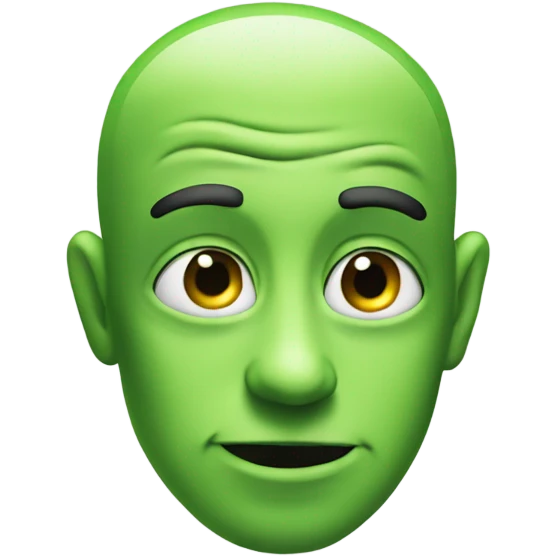 green face, smirking, looking off to the side emoji