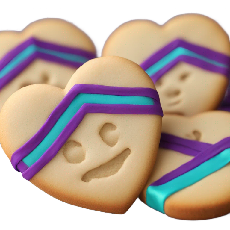 Purple teal Suicide awareness ribbon on heart cookie emoji