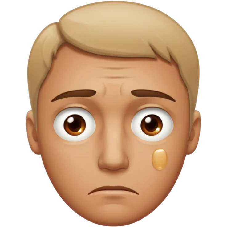 Man with a slightly reddened, sad face, a tear flowing from his eye down his cheek emoji
