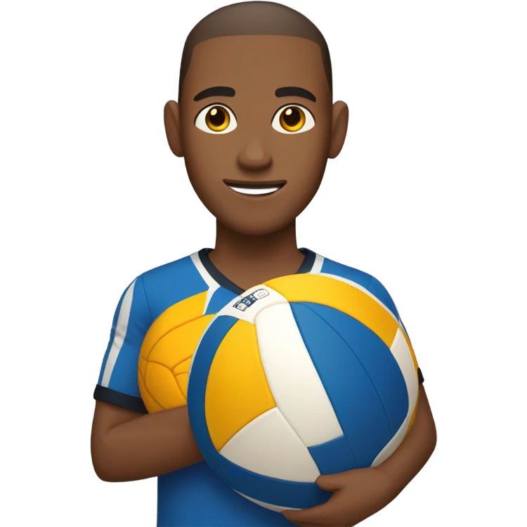 tan brown skin tall guy buzz cut standing with volleyball emoji