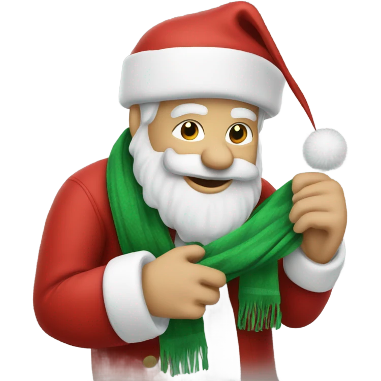 Santa Claus kitting a scarf emoji