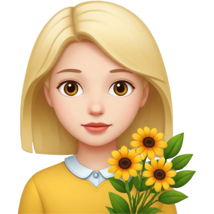 A girl with flowers emoji