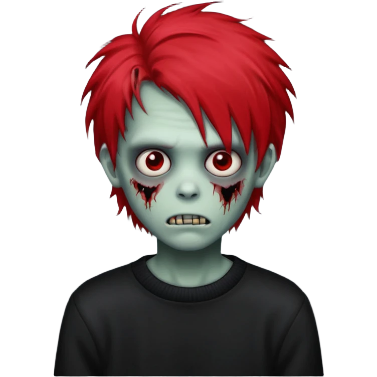 emo zombie boy largue hair red with black sweater  emoji