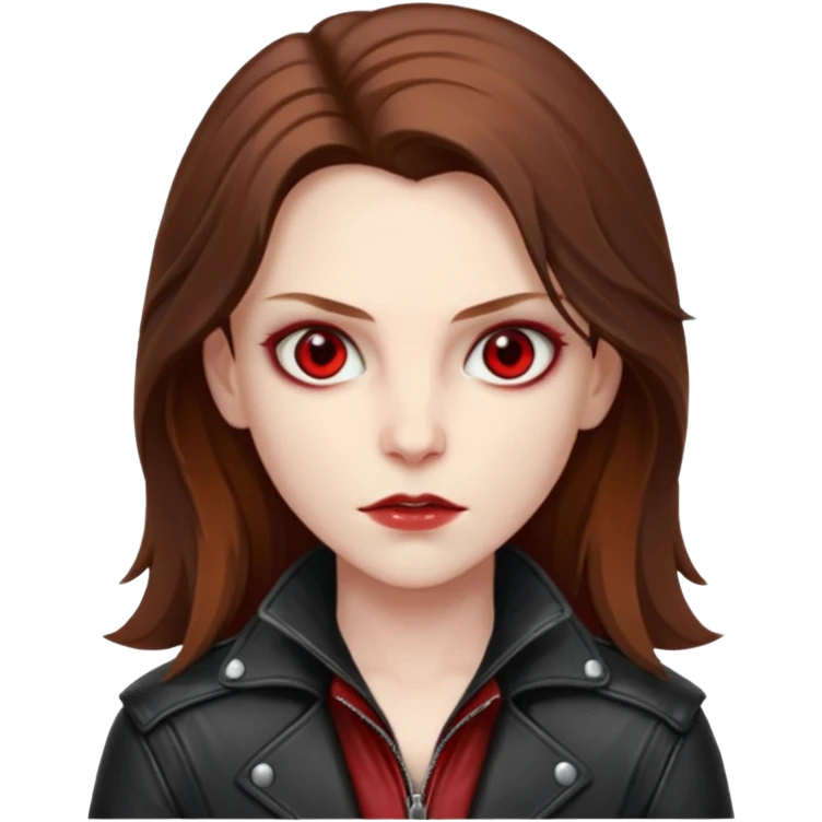 Vampire Hunter with brown long hair, red eyes emoji