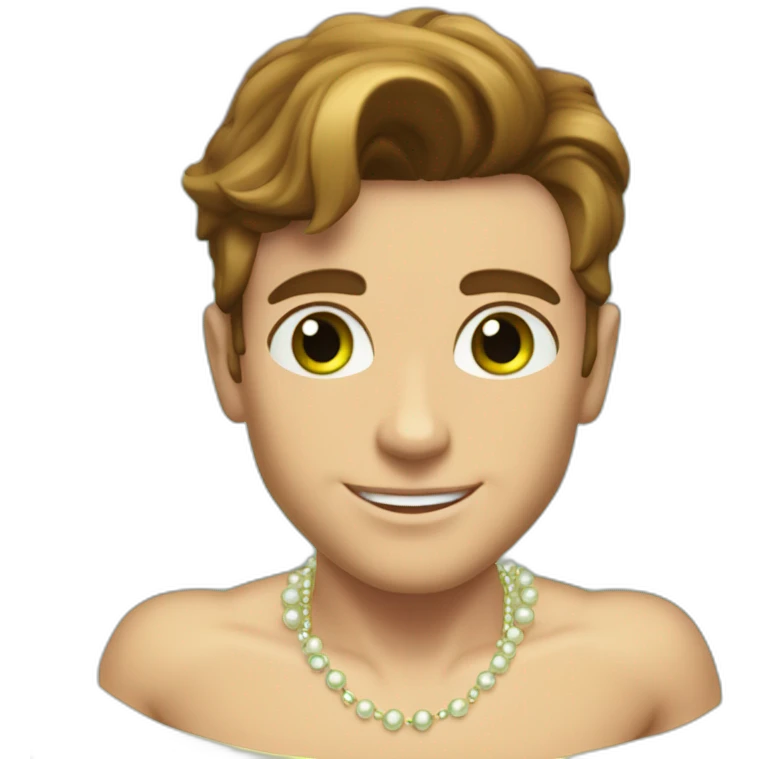 Posh-muscle-boy-brown-hair-green-eyes-pearl-necklace-in-golden-bathtub-legs emoji