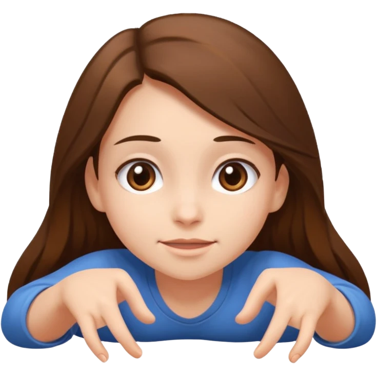 girl crawling toward the viewer, simple and expressive, clear face, inviting gesture emoji