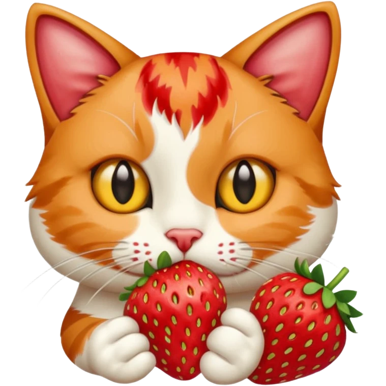 cat eating strawberries emoji