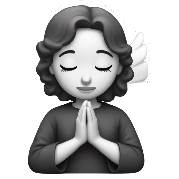 classic monochrome angel praying with closed eyes emoji