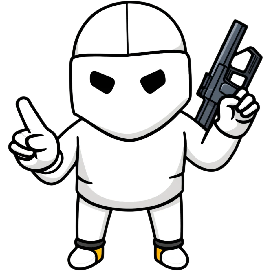 Emoji with skimask pointing a Glock pistol at the user emoji
