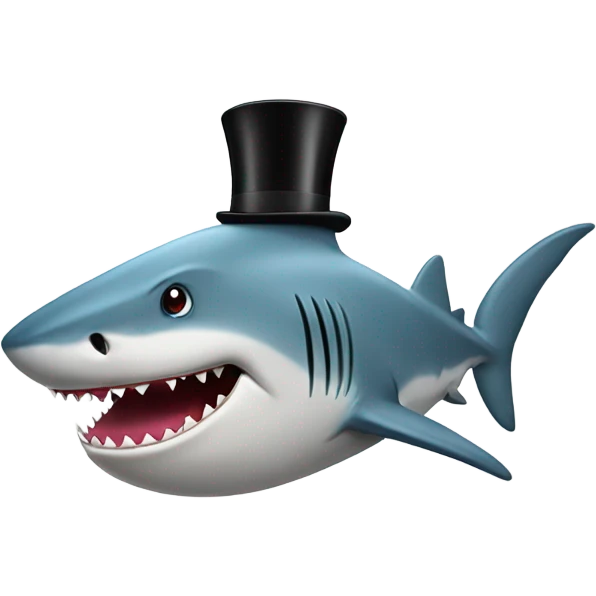 Shark with a top hat emoji