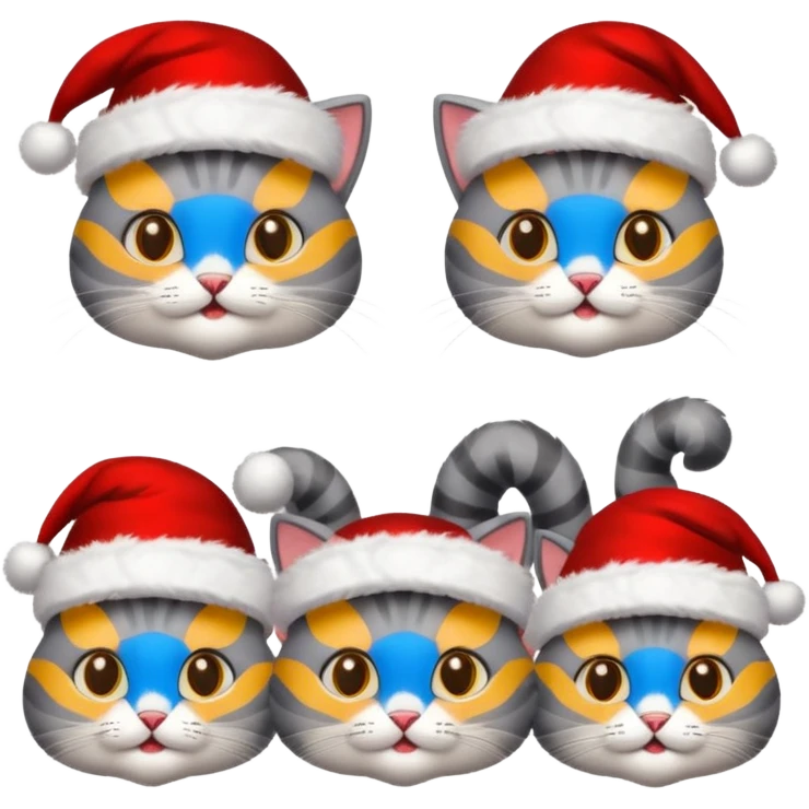 grey cats with Christmas hats emoji