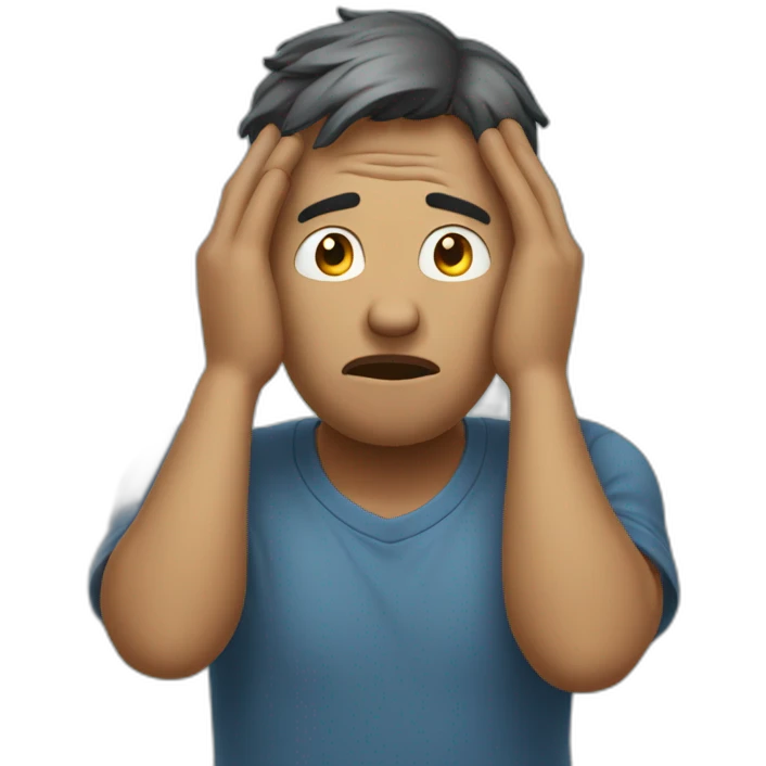 Worried man with hands on his head emoji