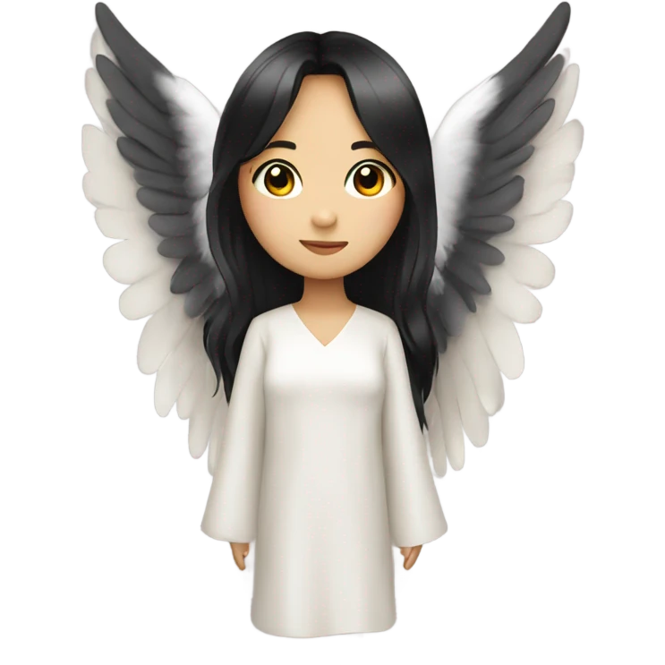 Asian Angel girl with black hair and wings emoji