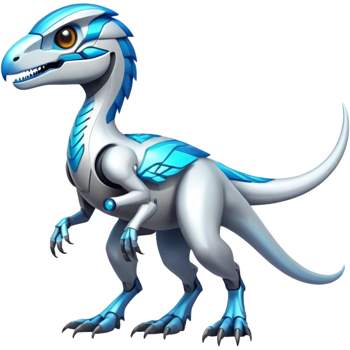 Shiny Futuristic Ethereal Fakemon-Pokemon-Digimon-Spectrobes-Raptor-fusion, full body emoji