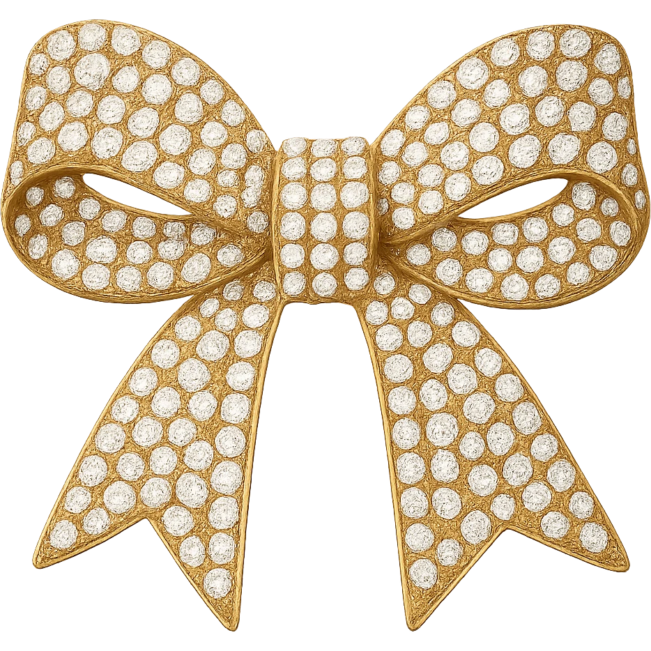 Rhinestone bow gold , remove background emoji