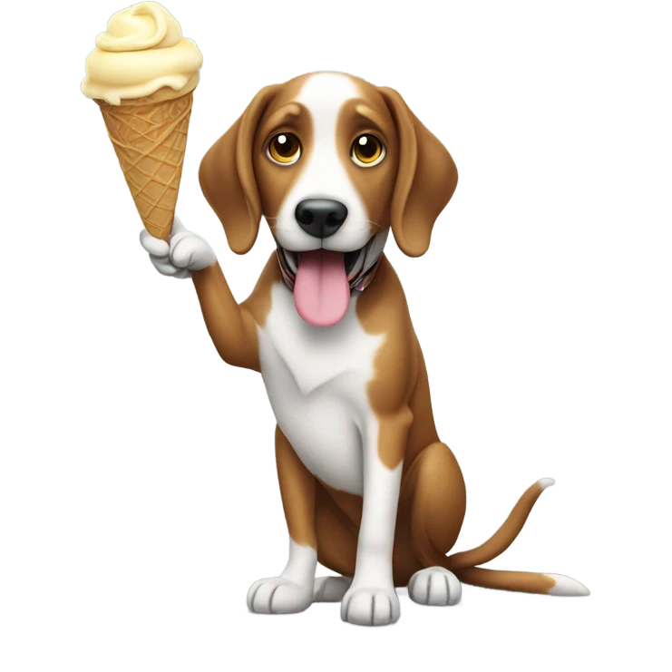 dog buying an ice cream with money emoji