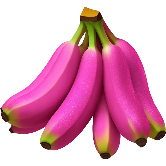 Realistic 3 large Hot pink bananas with glitter no yellow emoji
