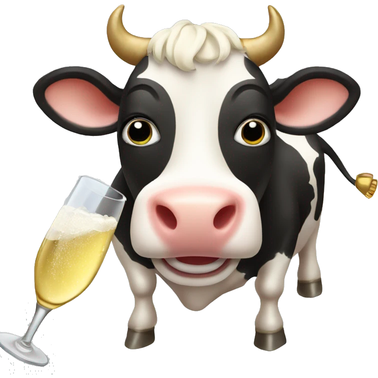 A cow with champagne emoji