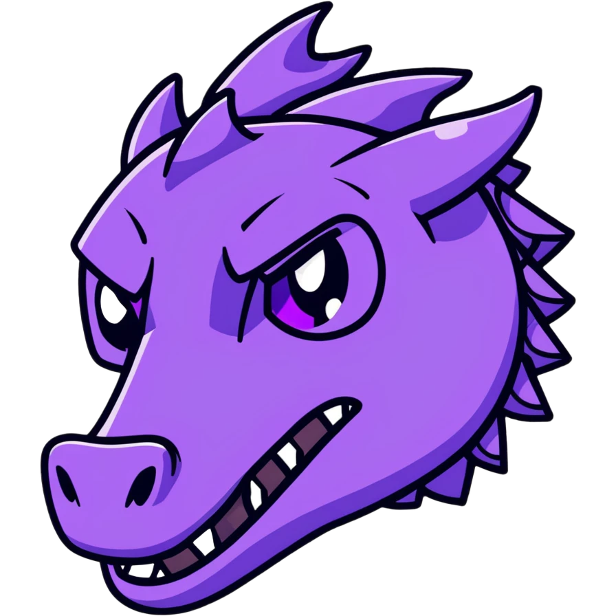 Minecraft black dragon head with purple eyes emoji