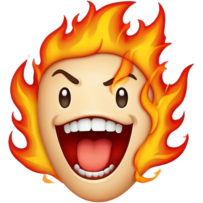 a cartoon mouth with flames coming out, spicy hot sensation emoji