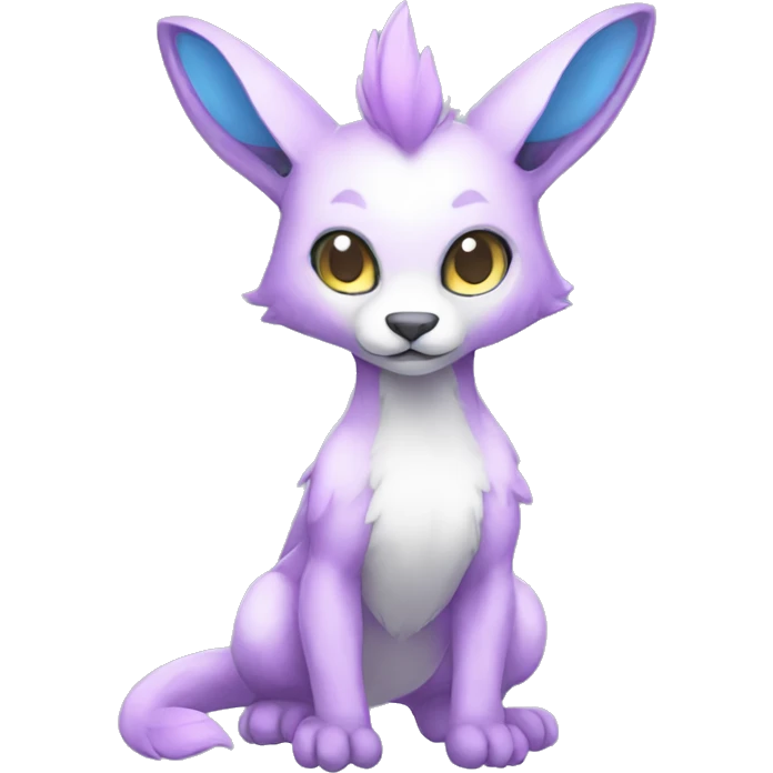 Cute cool white blue purple pink animal hybrid Fakemon full body emoji