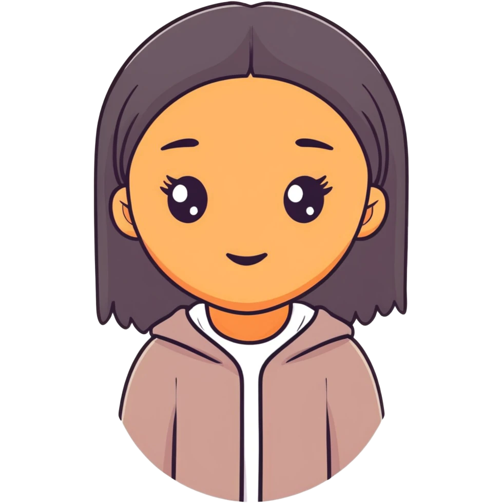 Black girl with fair skin, round face, and straight hair emoji