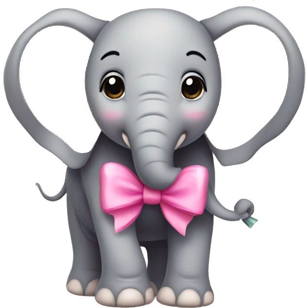 Cute elephant with pink bow emoji
