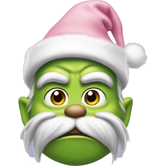 Grinch with a light pink santa hat emoji