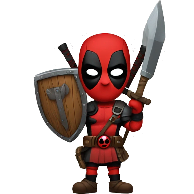 Deadpool holding Viking shield emoji