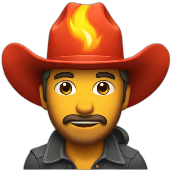 cowboy with a fire fire hat on fire emoji