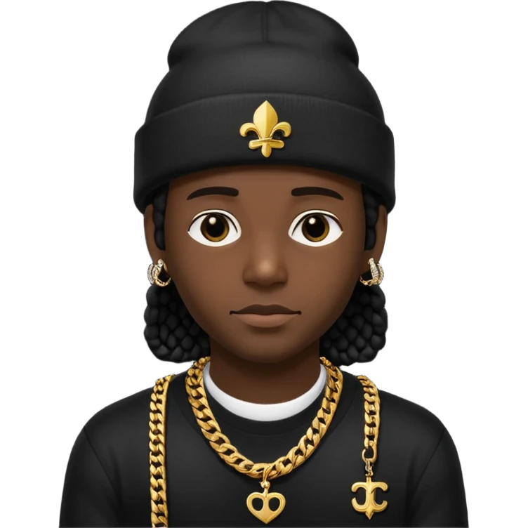 need underground rap aesthetic emoji profile pic for my rap Instagram @foevlone so maybe in a black chrome hearts style beanie that says FV on it and add a Cuban chain emoji