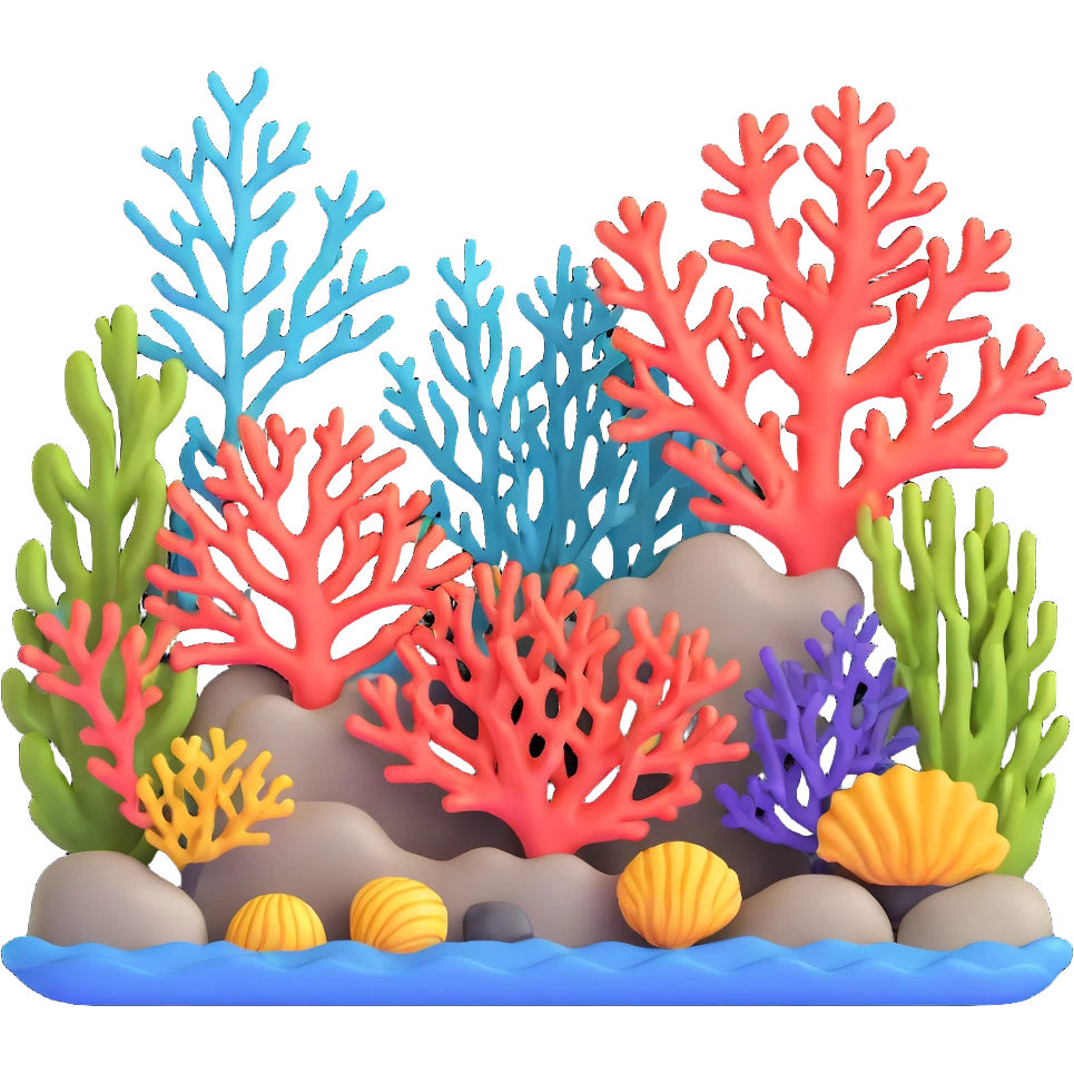 coral reef with colorful corals and sea plants emoji