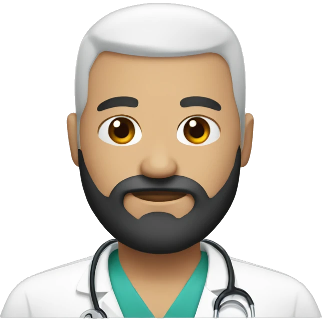 Bald head doctor crown black beard emoji