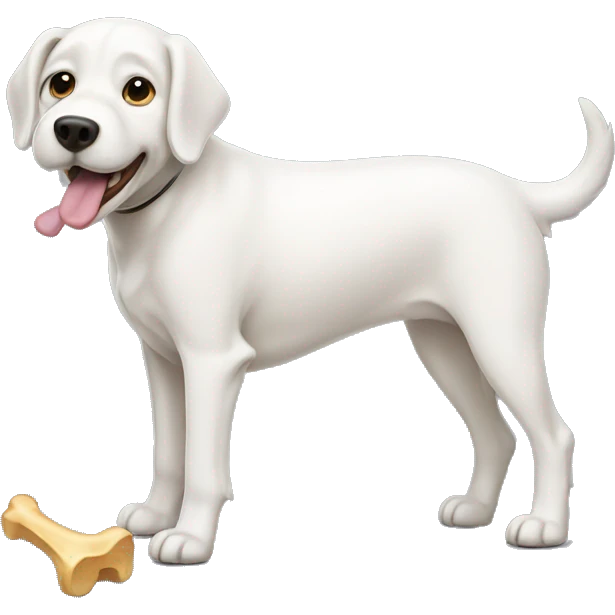 white dog with bone emoji
