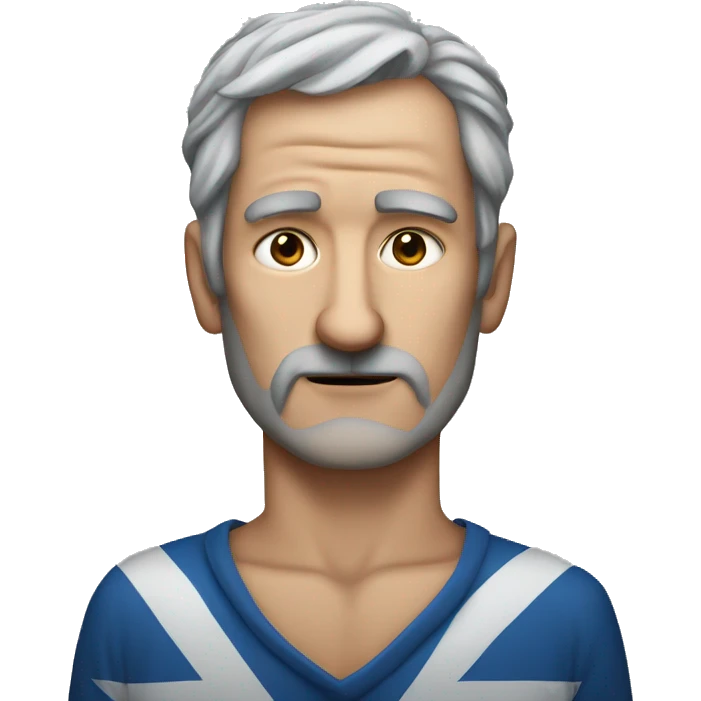 Middle age man grey hair saltire painted face emoji