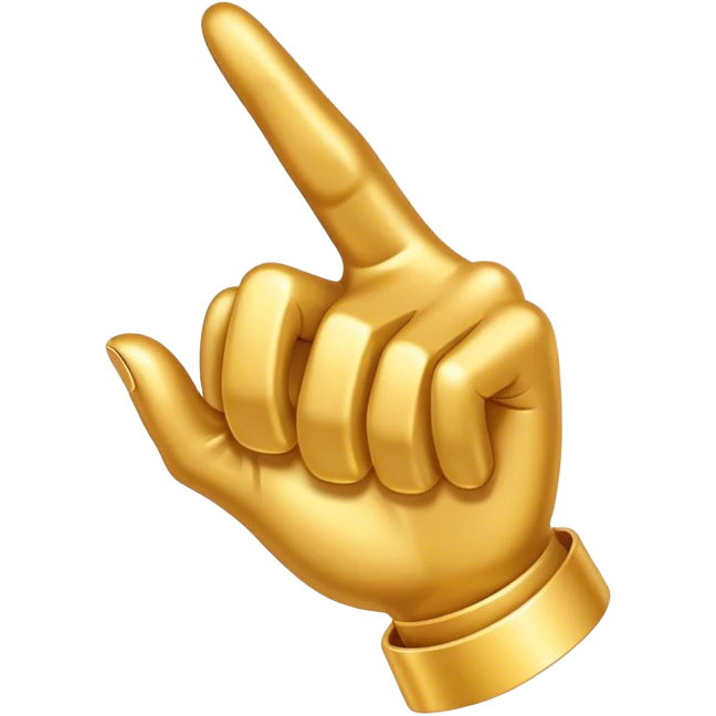 Golden cartoon hand pointing emoji