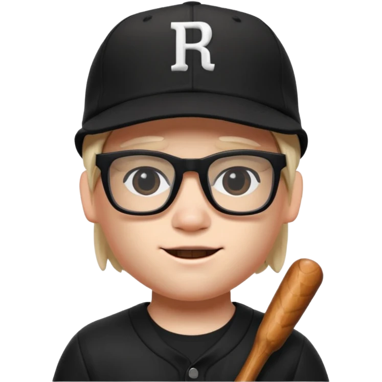 a roblox bacon that has a black baseball hat and has cool black glasses emoji