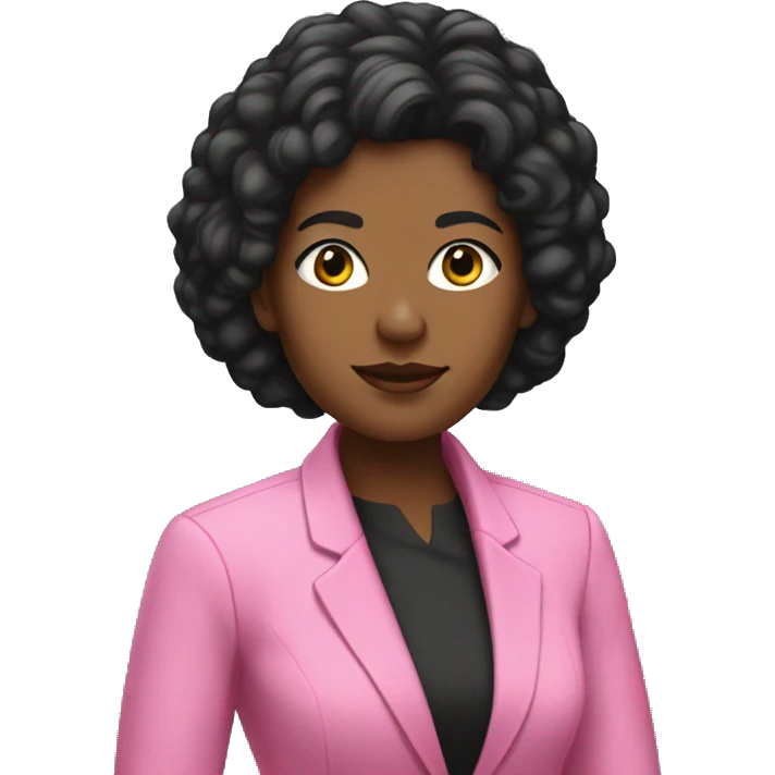 Rear view ofBlack female Historian with pink blazer and short black hair emoji