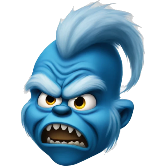 Blue grinch looking evil emoji