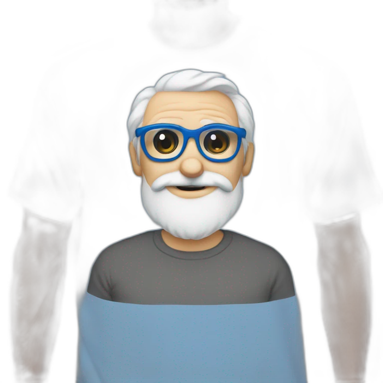 grandpa white blue glasses 50 years old gray beard  superhero tshirt emoji