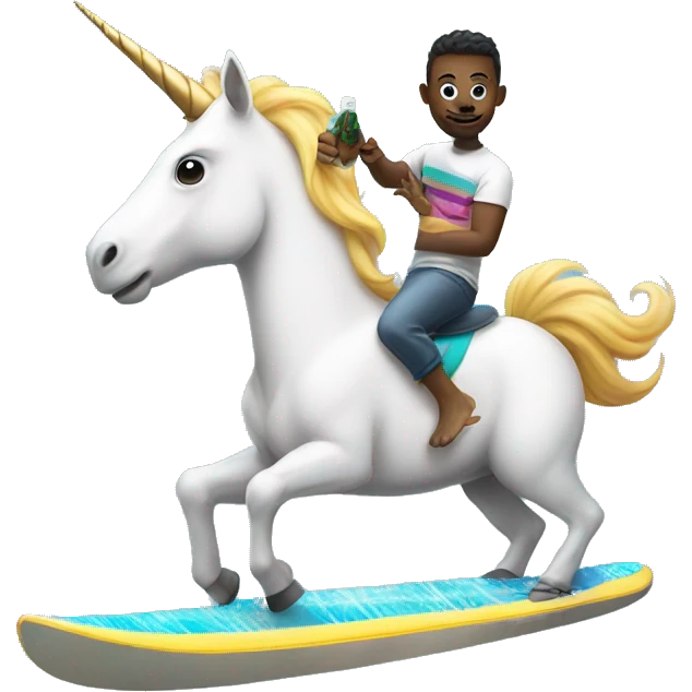unicorn riding a surfboard with a vape in its hand  emoji