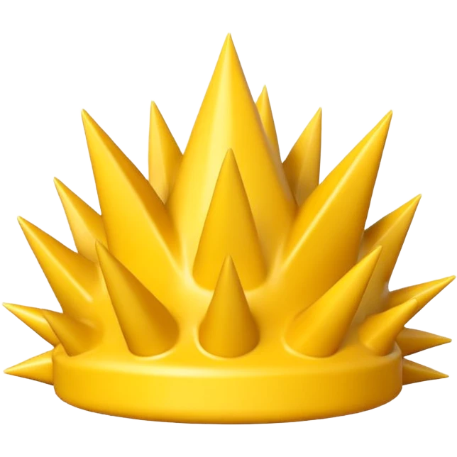 Compact iOS‑style 3D emoji: plain jagged burst (10 spikes), bright yellow, smooth shading, thin darker edge; no characters or pictograms emoji