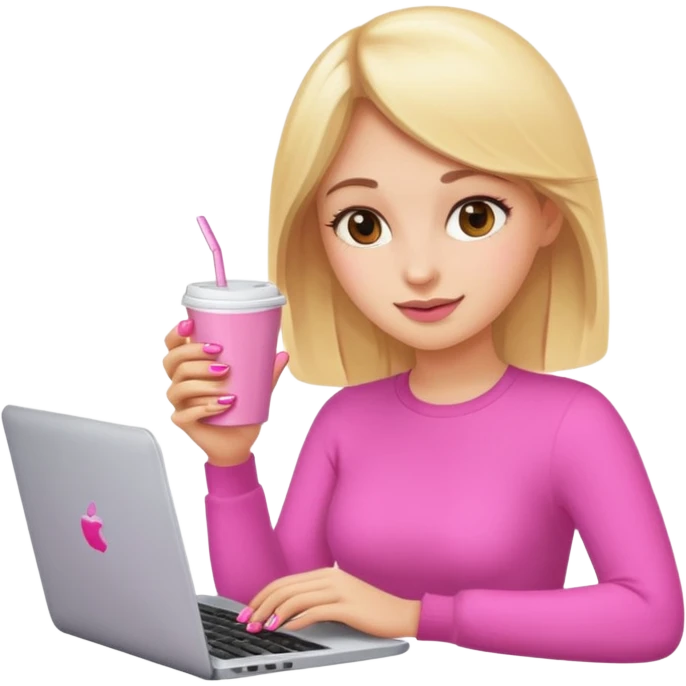 emojis de objetos girlie, cafe, uñas, celular, laptop, version girlie rubia emoji