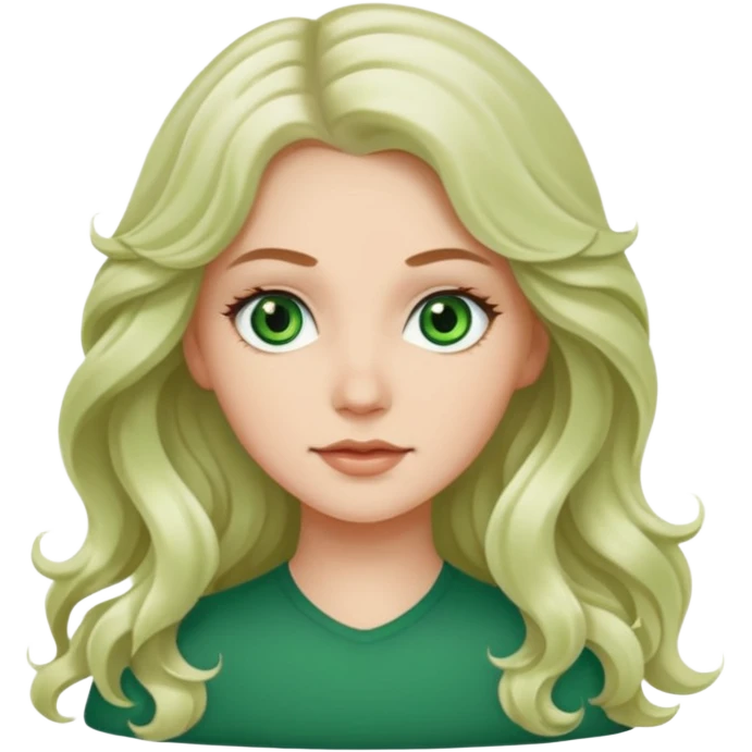 Long wavy hair white girl green eyes emoji