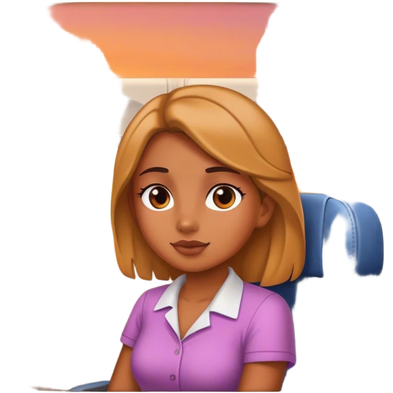 Girl on plane and sunset  emoji