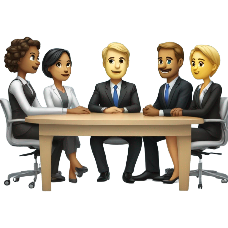 5 people business meeting sitting at a table emoji