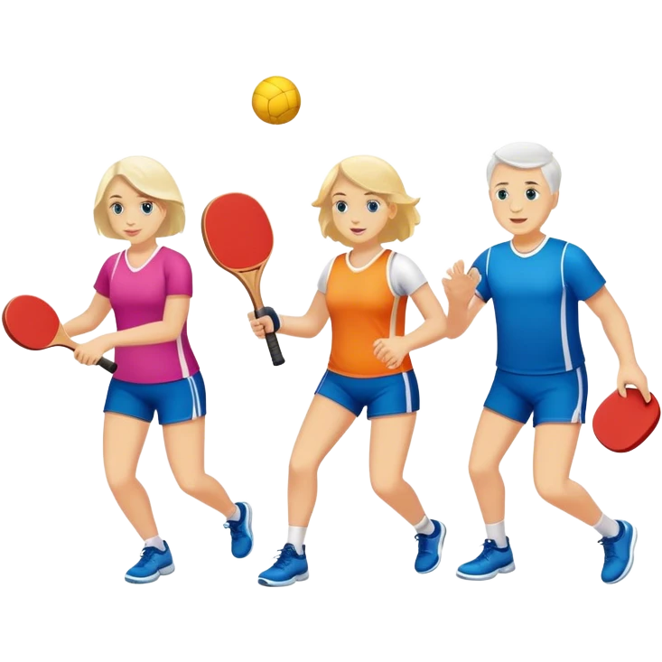 4 white people playing pickball. Two guys two girls  emoji
