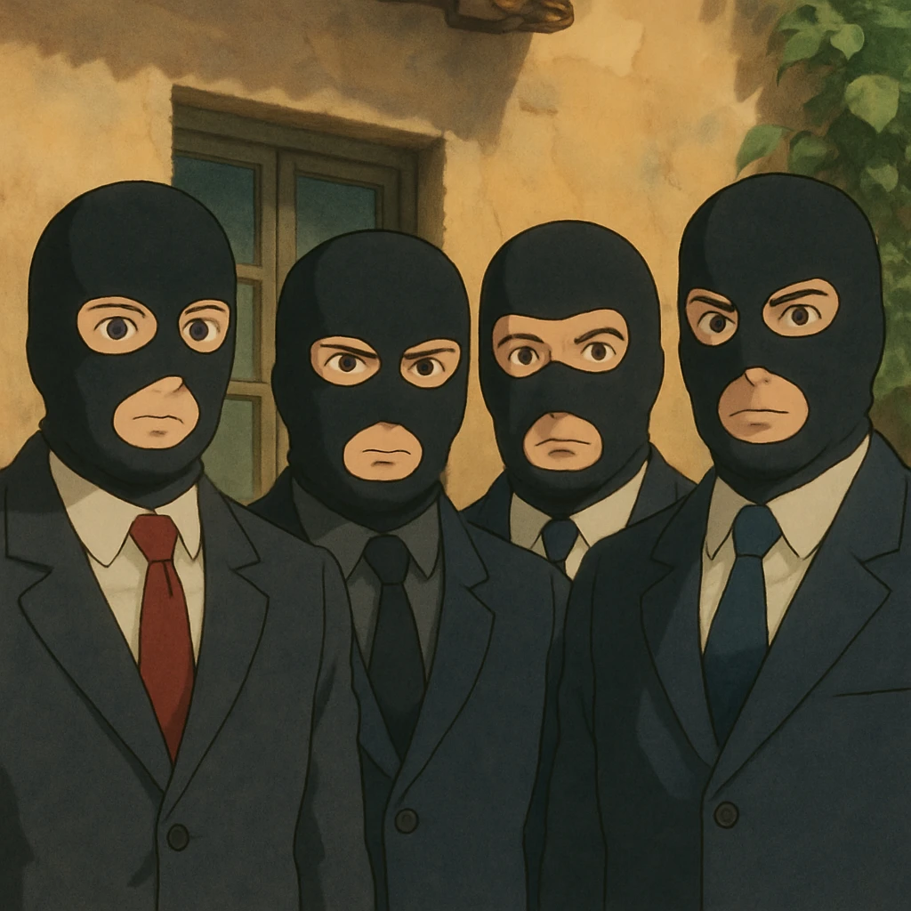 group of men with black ski masks emoji