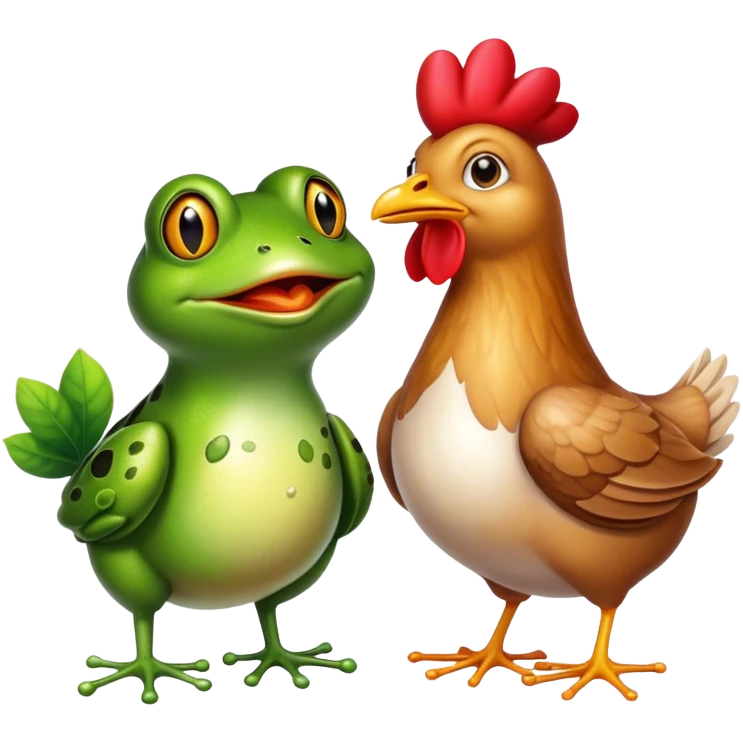 Frog with hen emoji